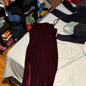 Chic One Shoulder Burgundy Dress